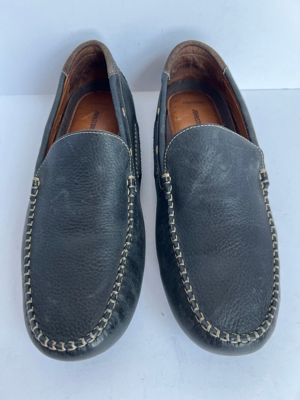 Johnston & Murphy Cort Moc Venetian Black Leather Driving Loafers Mens 10.5 M